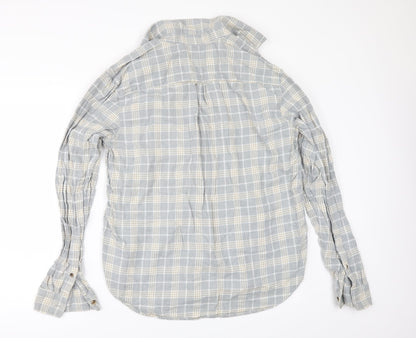 Back view of Goodfellows & co men’s grey check button-up, size L