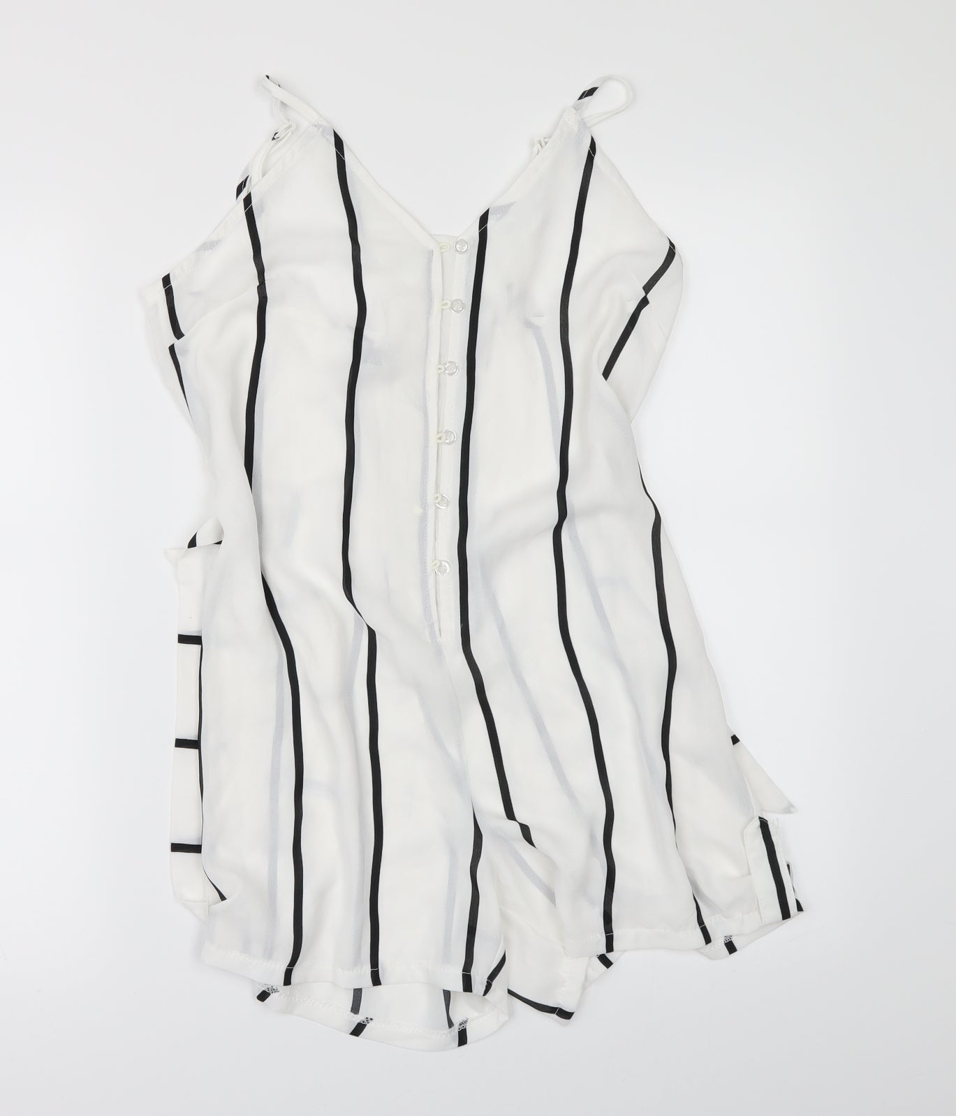 Preworn Womens White Striped  Playsuit One-Piece Size S