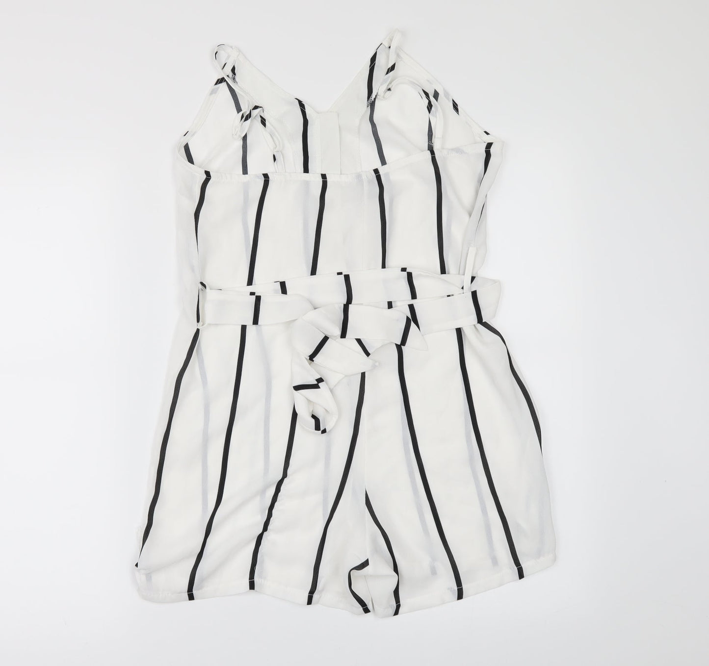 Preworn Womens White Striped  Playsuit One-Piece Size S