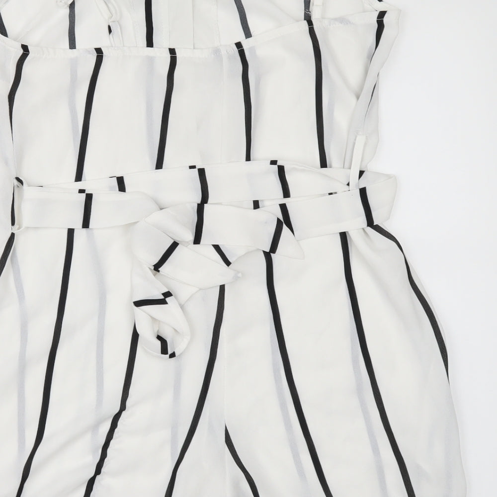 Preworn Womens White Striped  Playsuit One-Piece Size S