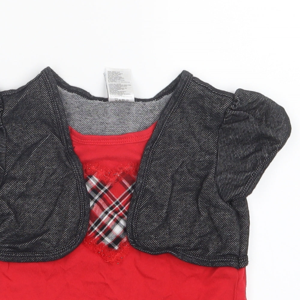 Healthtex Girls Red   Basic T-Shirt Size 4 Years  - Top and cardigan in one