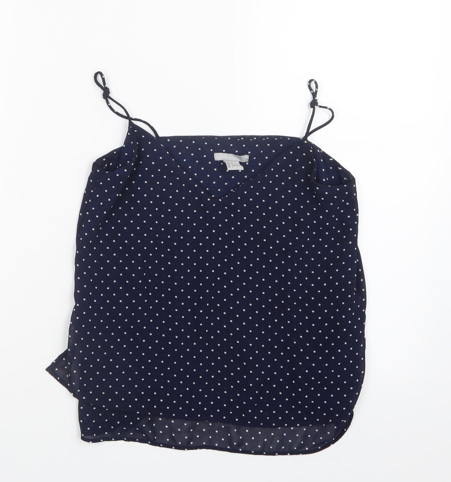 H&M Womens Blue Polka Dot Mesh Camisole T-Shirt Size 4