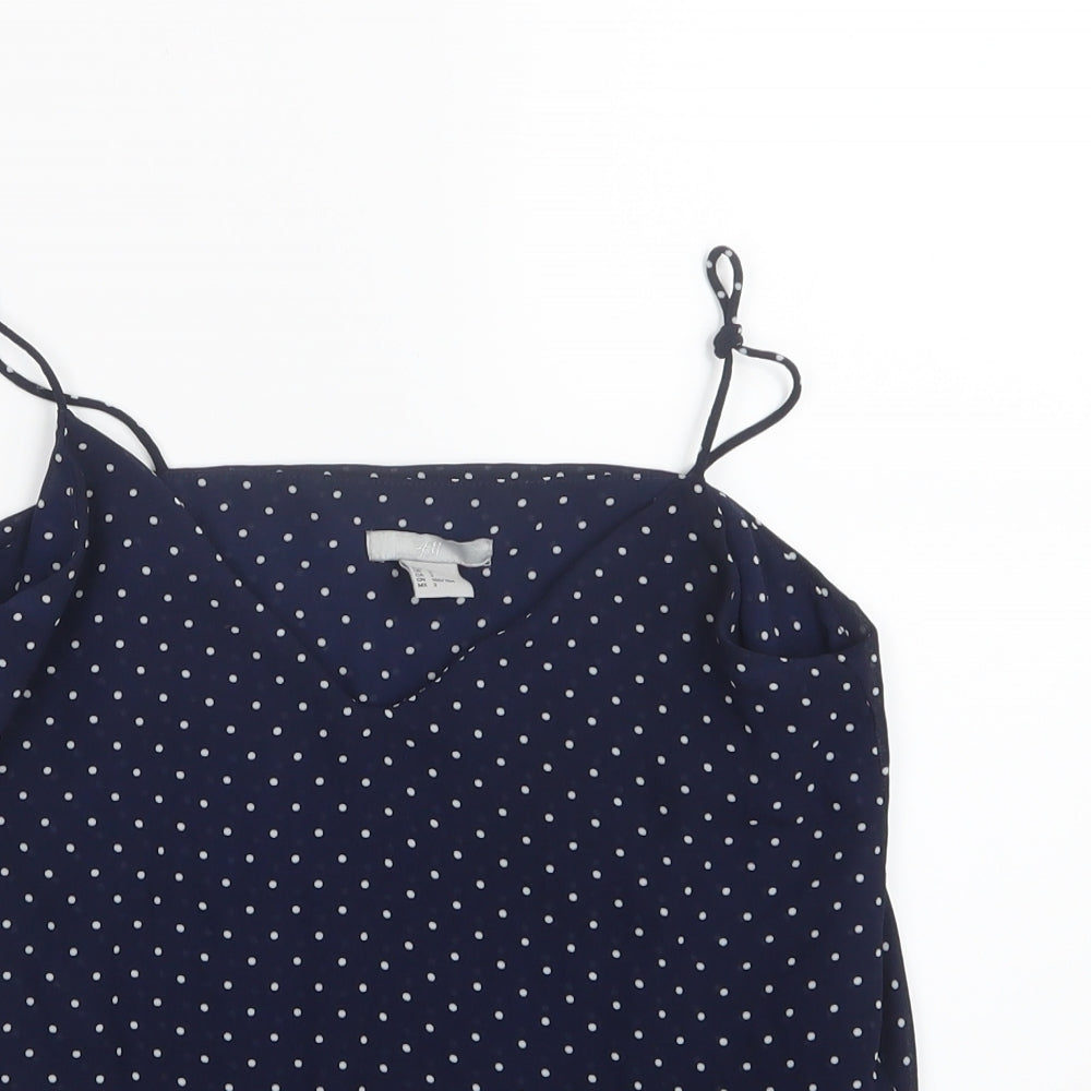 H&M Womens Blue Polka Dot Mesh Camisole T-Shirt Size 4