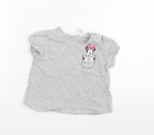 H&M  Grey   Basic T-Shirt Size 12 Months  - Minnie Mouse
