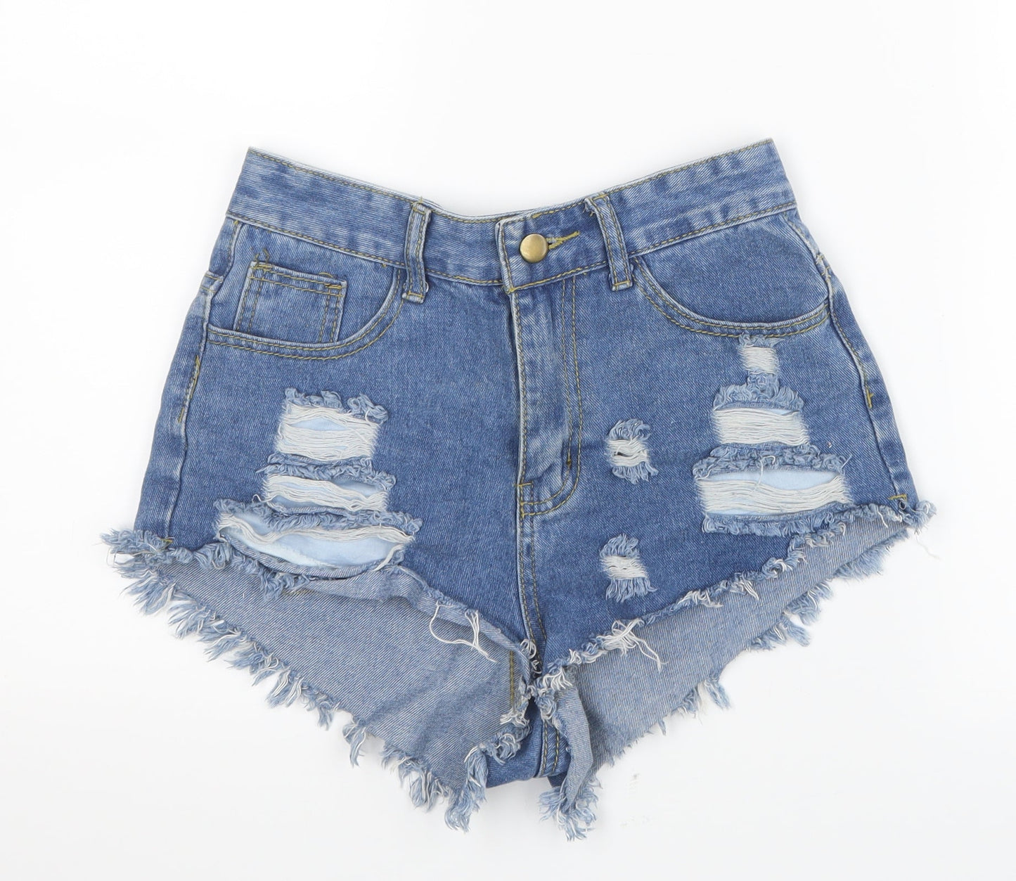Preworn Womens Blue  Denim Hot Pants Shorts Size 25 in