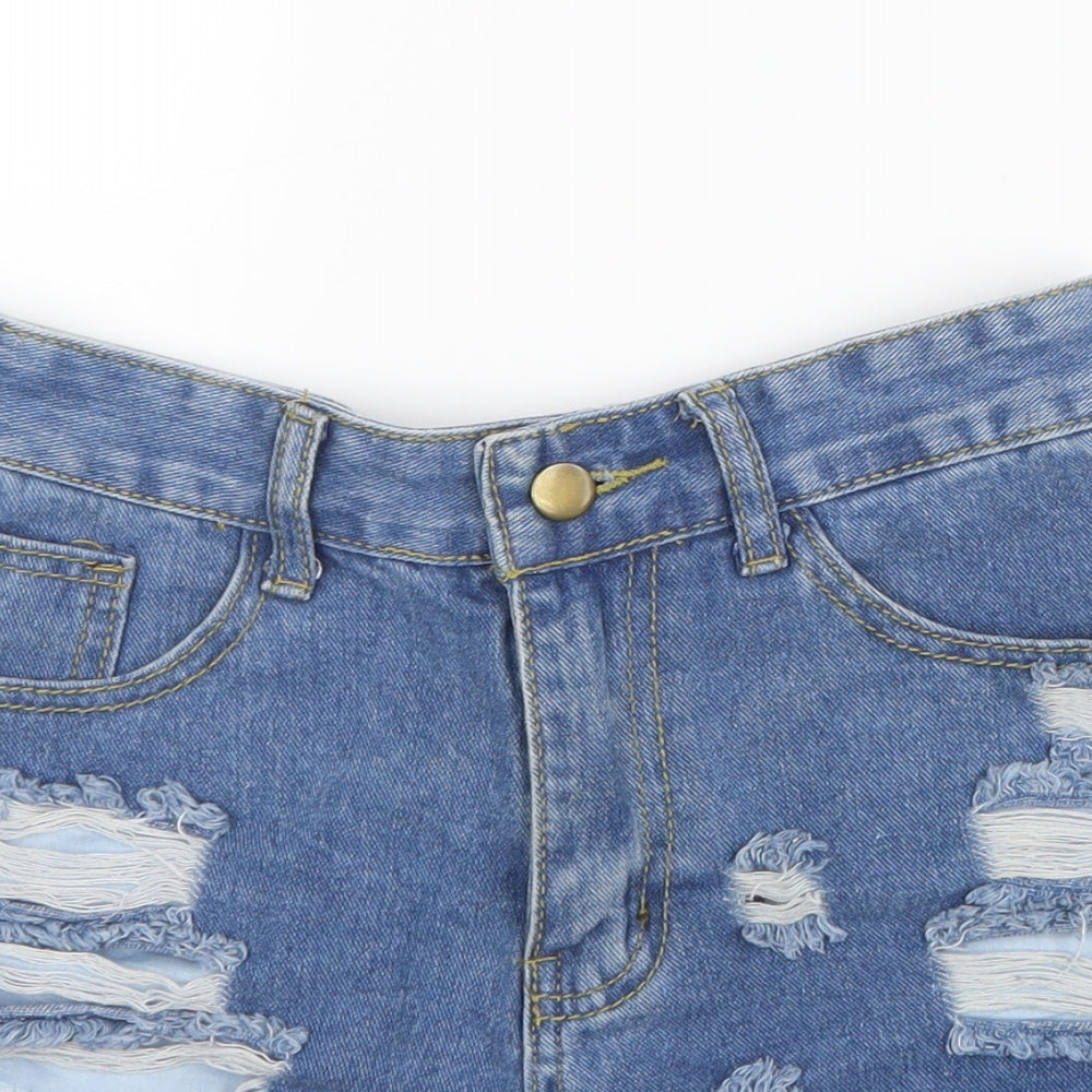 Preworn Womens Blue  Denim Hot Pants Shorts Size 25 in