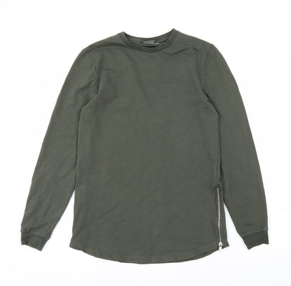 Additional front view of ASOS men’s green pullover sweatshirt, size S