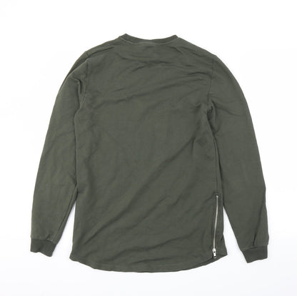 Back view of ASOS men’s green pullover sweatshirt, size S