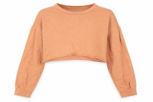 Front view of PRETTYLITTLETHING women’s orange jumper, size UK 8, - cropped