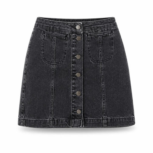 Topshop Womens Black  Denim A-Line Skirt Size S