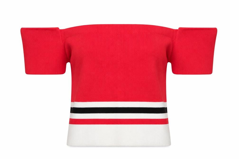 H&M Girls Red Striped  Pullover Jumper Size M  - Cropped