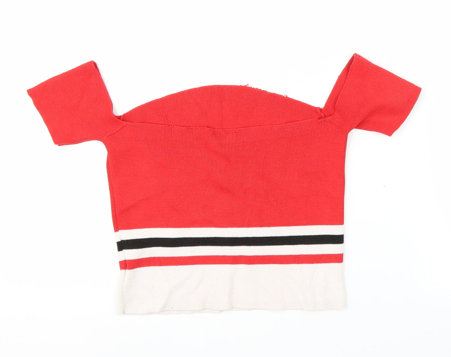 H&M Girls Red Striped  Pullover Jumper Size M  - Cropped