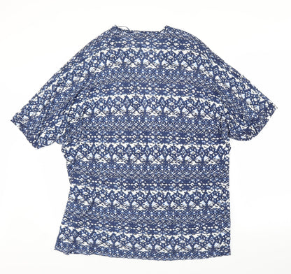 Back view of Next women’s blue geometric cardigan jumper, size UK 10