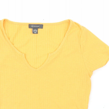 Close-up detail of Primark women’s orange basic t-shirt, size S