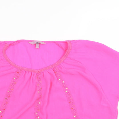 Close-up detail of OVS girls’ pink basic blouse, size 11-12, years