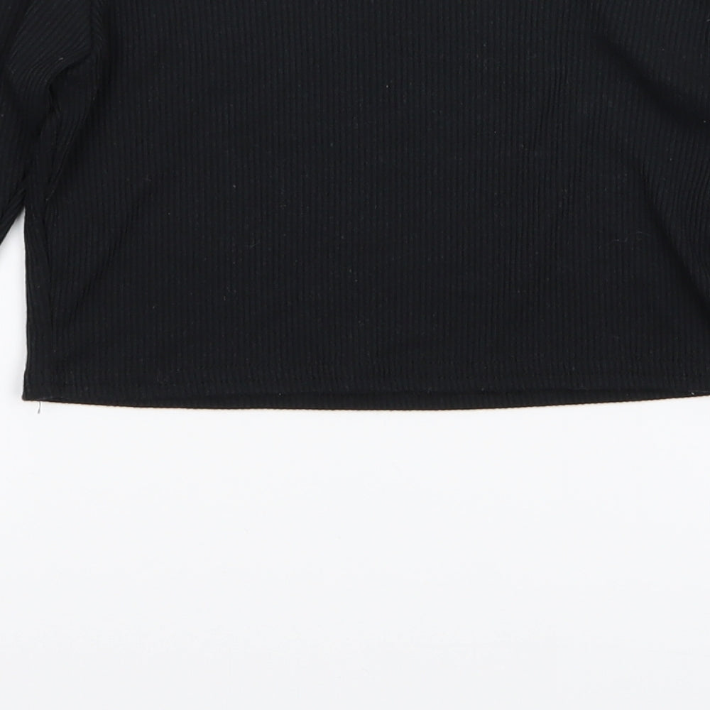Boohoo Womens Black   Basic T-Shirt Size 12  - crop