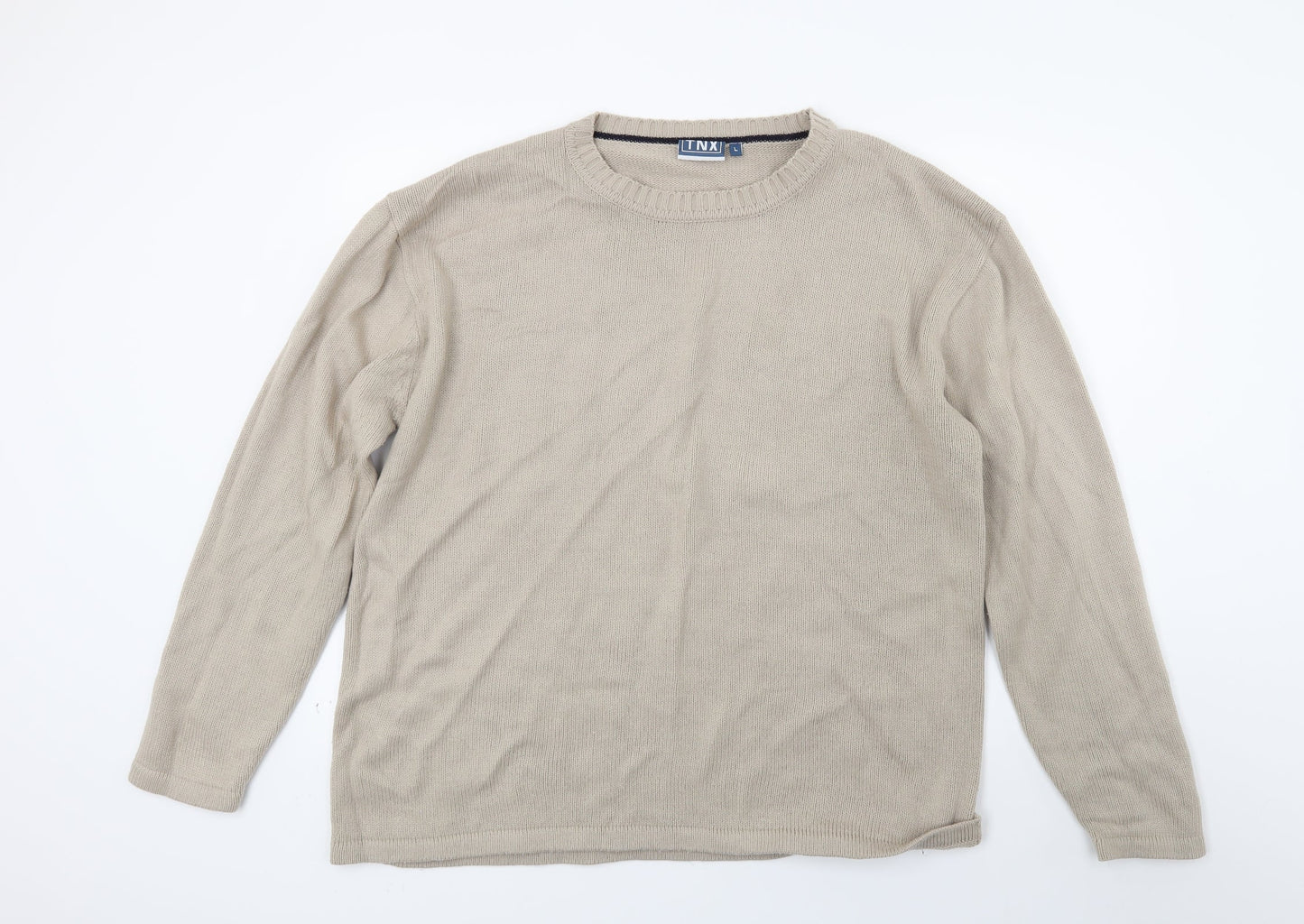 Tnx Mens Beige  Knit Pullover Jumper Size L