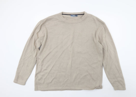 Tnx Mens Beige  Knit Pullover Jumper Size L