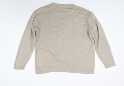 Tnx Mens Beige  Knit Pullover Jumper Size L