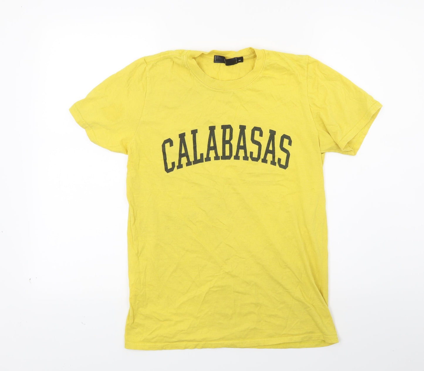 Missguided Womens Yellow   Basic T-Shirt Size S  - Calabasas