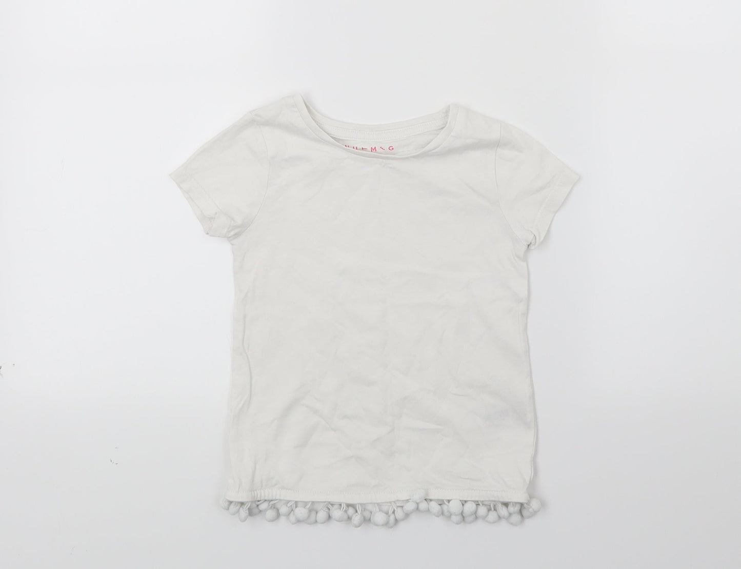 Nutmeg Girls White   Basic T-Shirt Size 4-5 Years