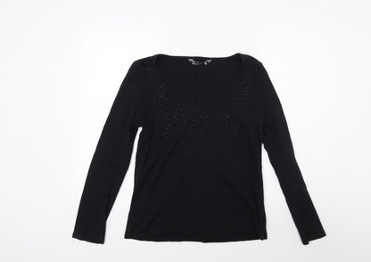 Additional front view of Joann hope women’s black knit jumper, size UK 14