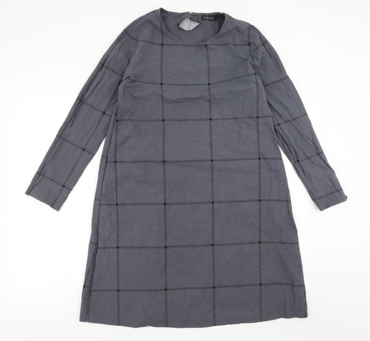 Zanzea Womens Grey Check  Shift  Size S