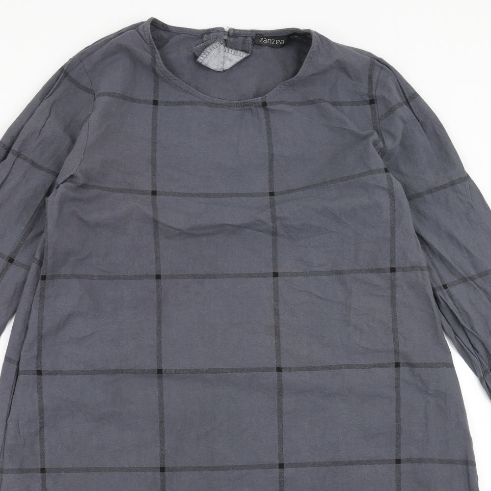 Zanzea Womens Grey Check  Shift  Size S