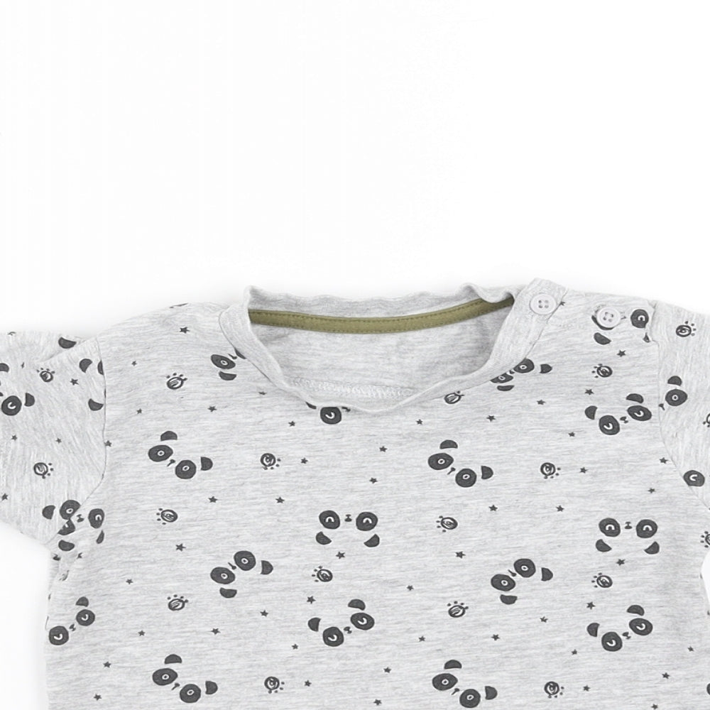 Matalan Baby Green   Basic T-Shirt Size 9-12 Months  - panda faces