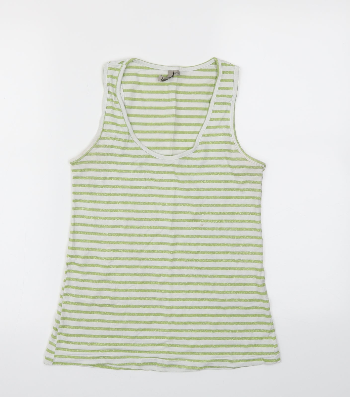 spot  Womens Green Striped  Basic T-Shirt Size 10