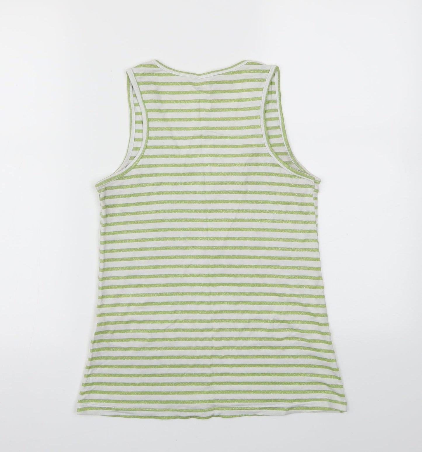 spot  Womens Green Striped  Basic T-Shirt Size 10