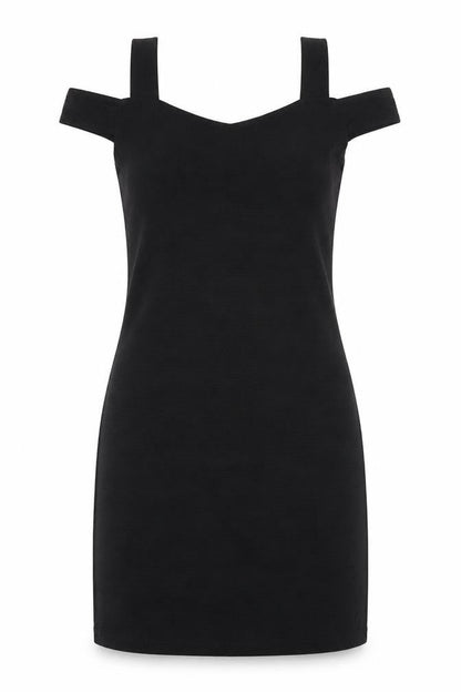 Front view of Miss Selfridge women’s black a-line, size UK 8