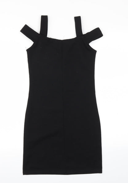 Back view of Miss Selfridge women’s black a-line, size UK 8