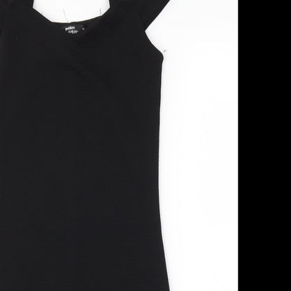 Close-up detail of Miss Selfridge women’s black a-line, size UK 8