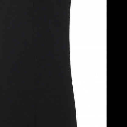 Brand and care label for Miss Selfridge women’s black a-line, size UK 8