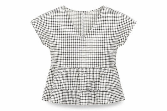 F&F Womens Black Check  Basic T-Shirt Size 6