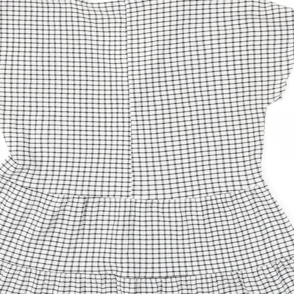 F&F Womens Black Check  Basic T-Shirt Size 6