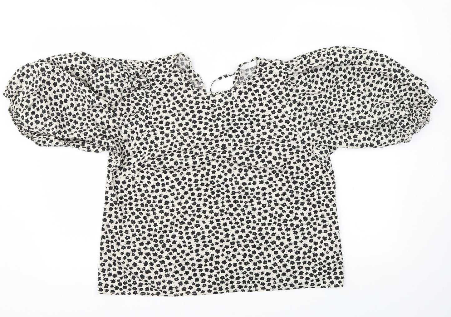 H&M Womens White Floral  Basic T-Shirt Size S