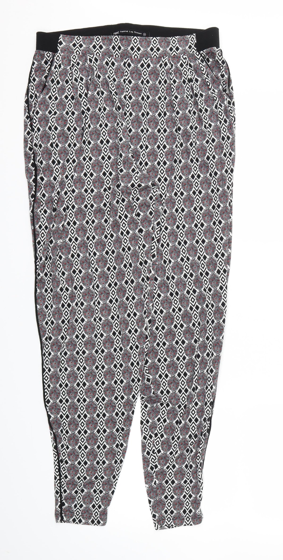 NEXT  Womens Black Argyle/Diamond  Trousers  Size 10 L29 in - Stretch waistband