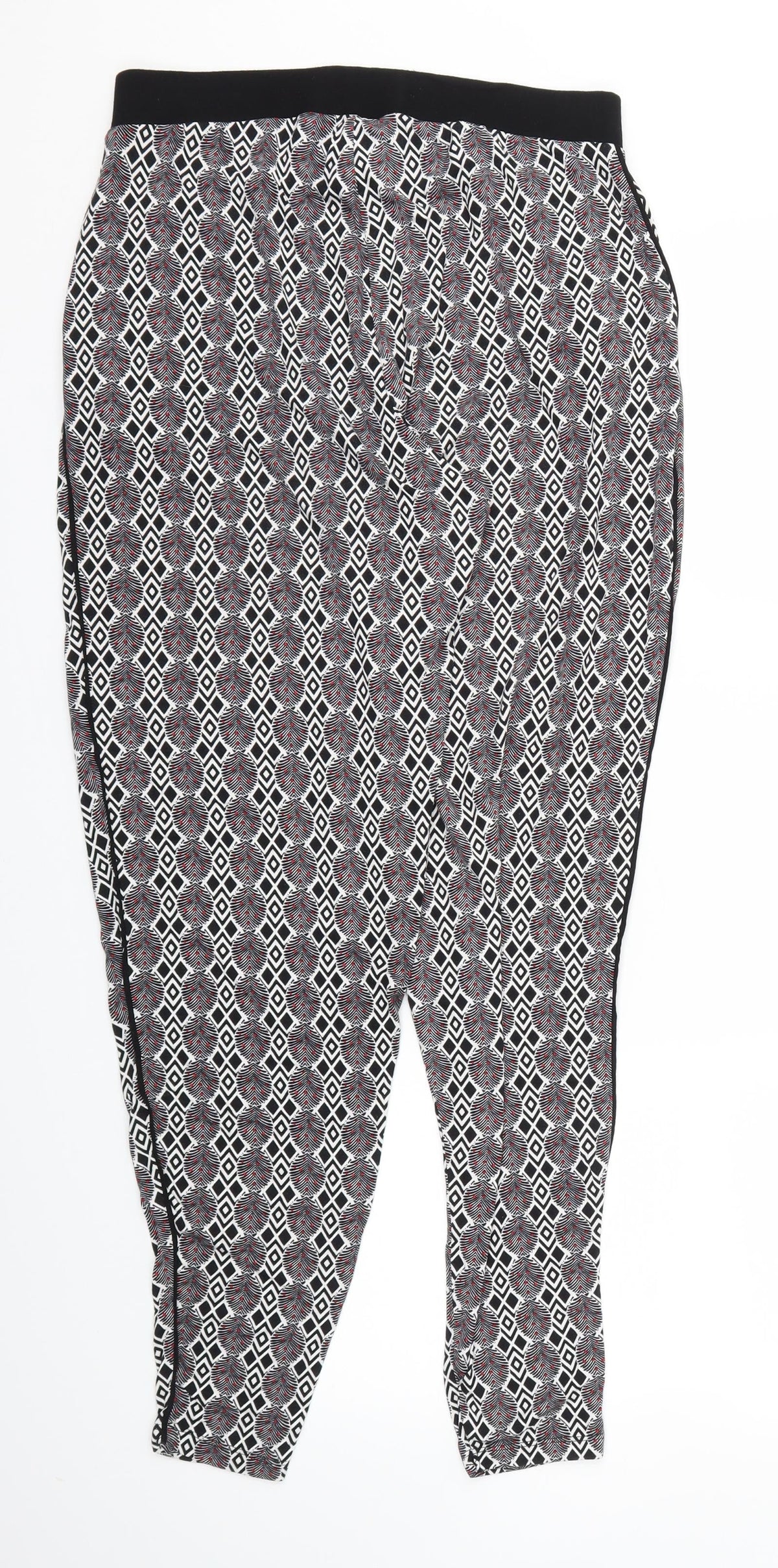 NEXT  Womens Black Argyle/Diamond  Trousers  Size 10 L29 in - Stretch waistband
