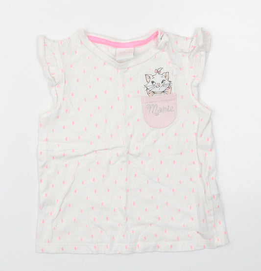 Disney Baby White Animal Print  Basic T-Shirt Size 12-18 Months