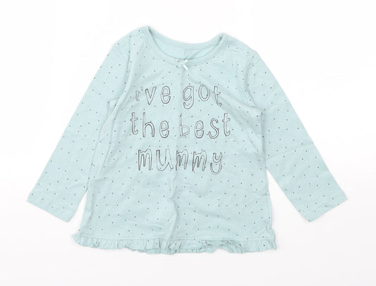George Girls Blue Polka Dot  Basic T-Shirt Size 9-12 Months