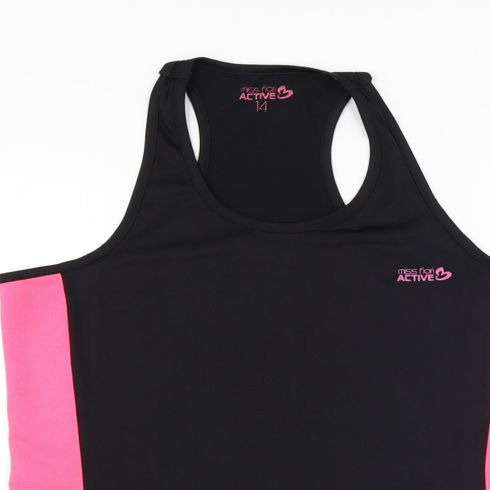 Miss Fiori  Womens Black   Basic T-Shirt Size 14