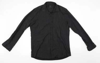 Dressmann  Mens Black    Button-Up Size L