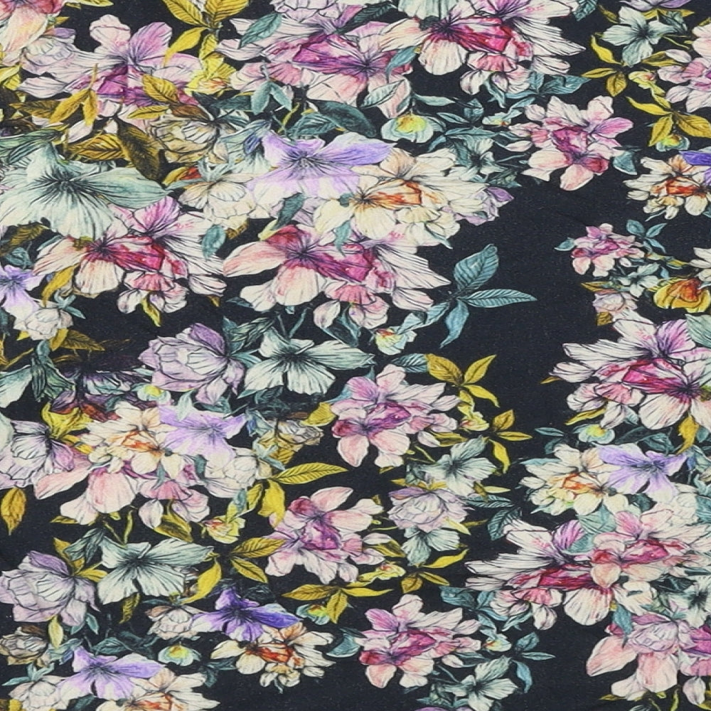 H&M  Womens Black Floral  Basic T-Shirt Size 14