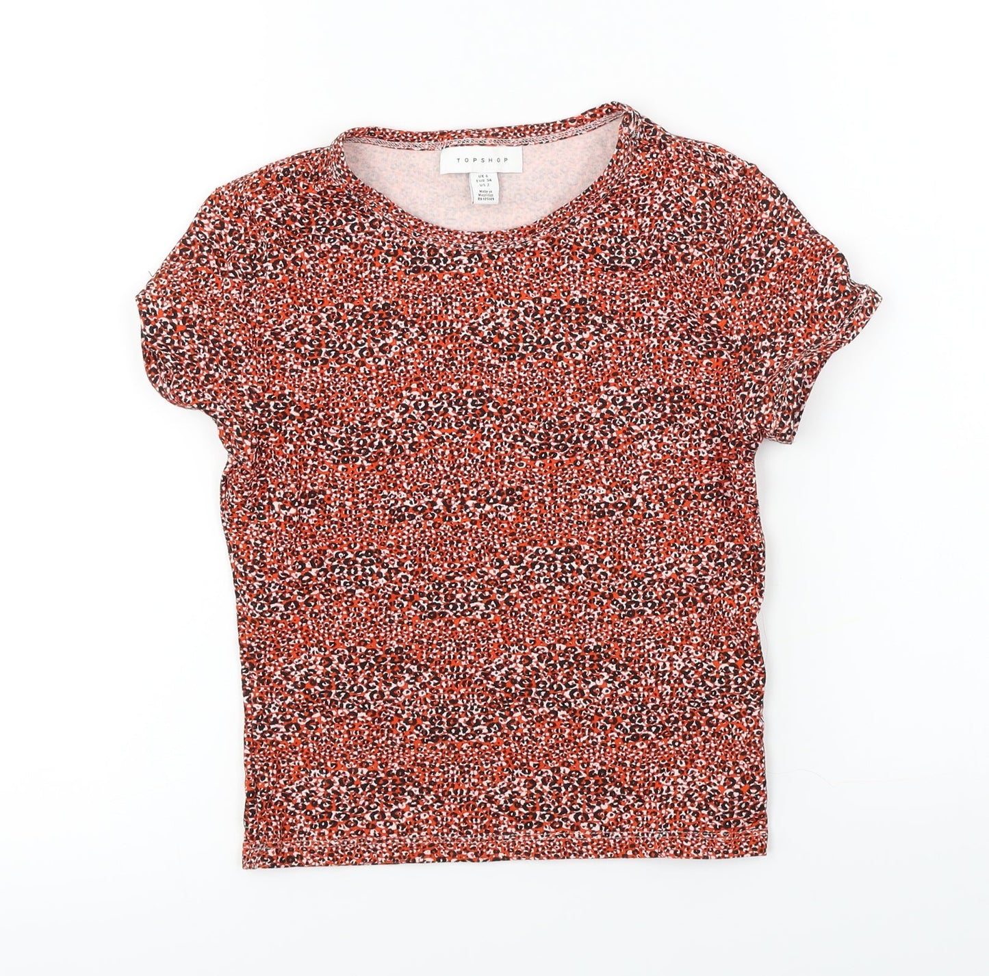 Topshop  Womens Red Animal Print  Basic T-Shirt Size 6