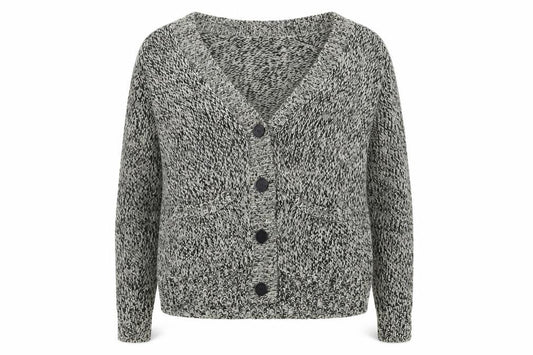 Front view of H&M women’s grey cardigan jumper, size M