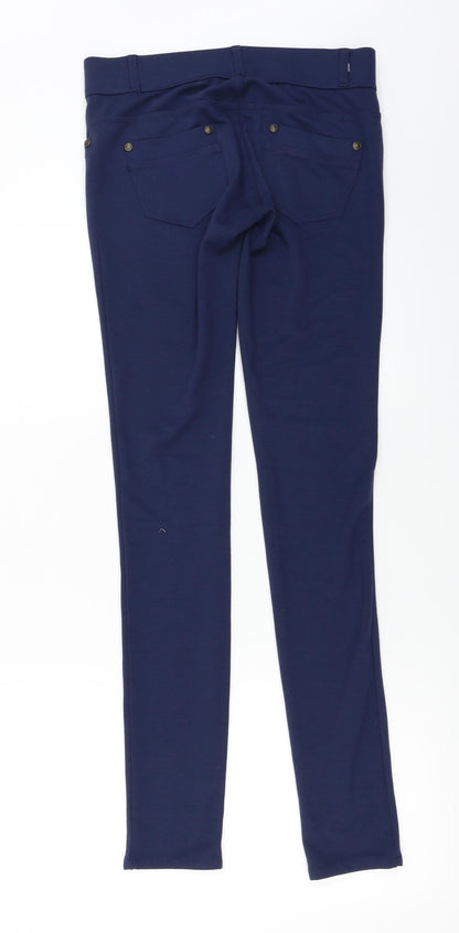 Back view of BYOU women’s blue trousers, size UK 12, 28-inch leg