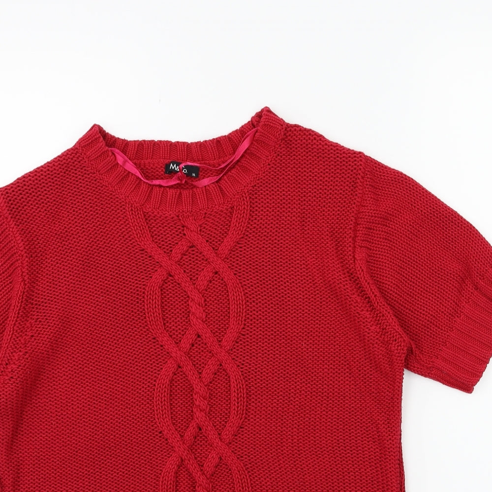 M&Co Womens Red  Knit Pullover Jumper Size XL