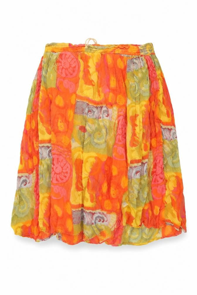 Preworn Womens Orange Geometric  Flare Skirt Size 42 in